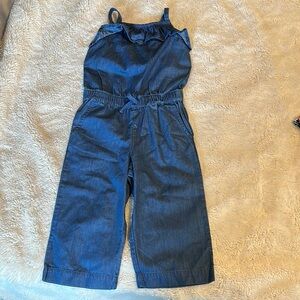 Girls XS - Cat & Jack Blue Denim Jumpsuit with Wide-Leg Design